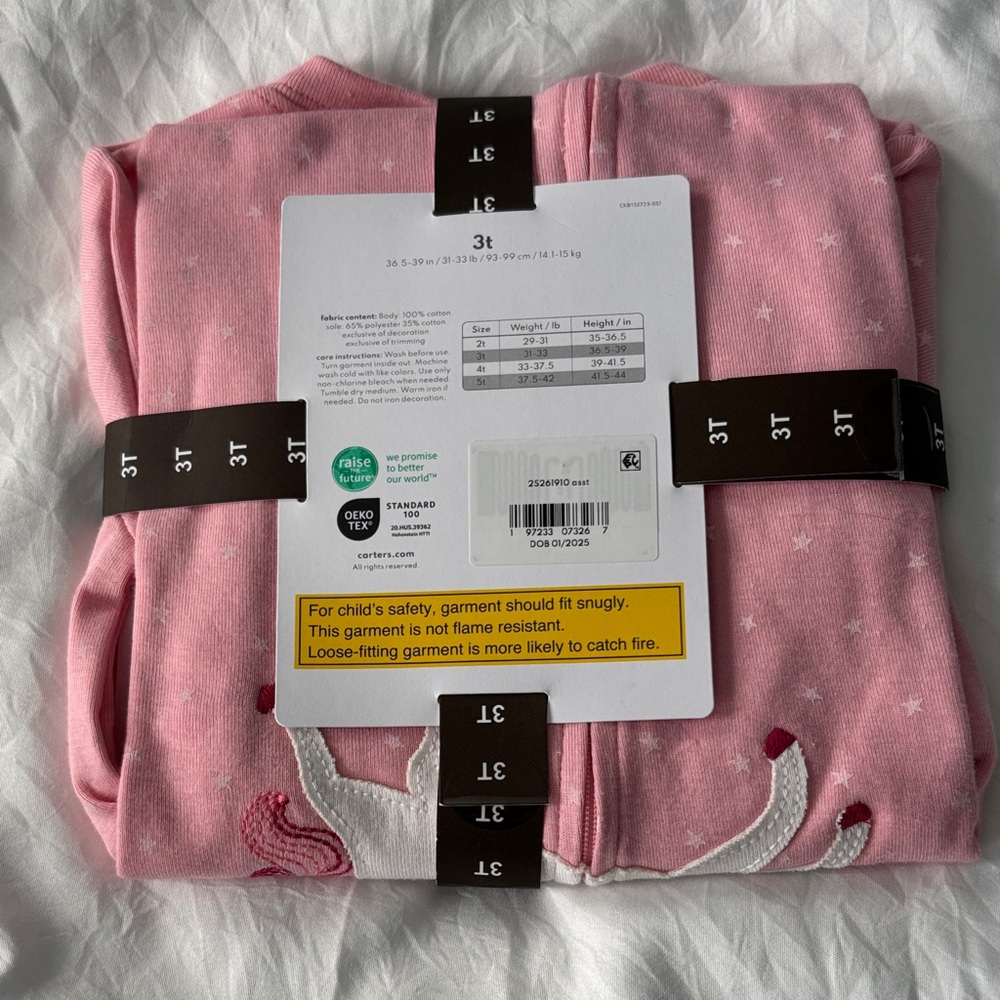 Carter's Pink Unicorn Cotton Pajama Set - Picture 3 of 3